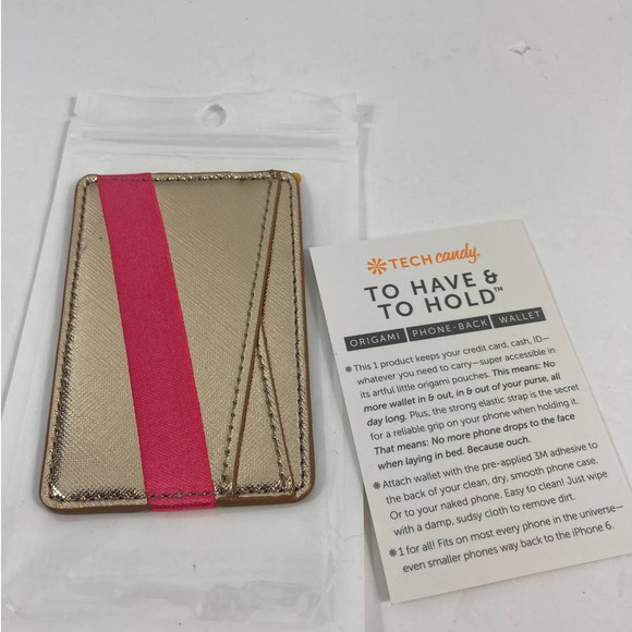 NWT Tech Candy To have & to hold origami phone back wallet pink gold - Picture 2 of 2